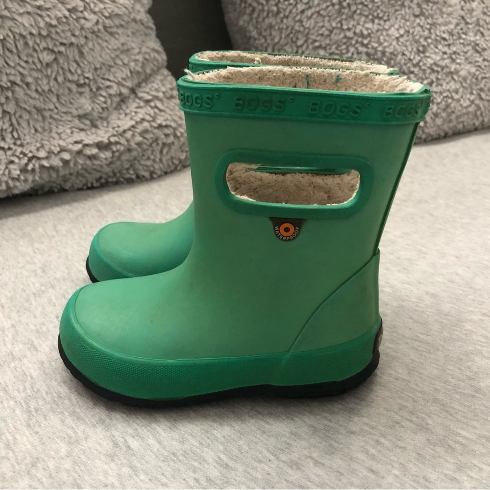 Bogs Skipper Green Waterproof Rain Boots Pull On Outdoors Size: US Toddler 6